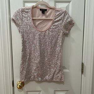 Light Pink Sequin Tee White House Black Market